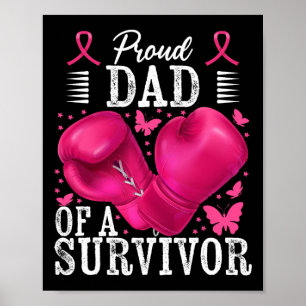 Poster Fier Papa De Survivant Cancer Du Sein Gants De Box