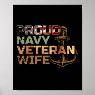 Poster Fier vétéran de la femme américaine Drapeau améric