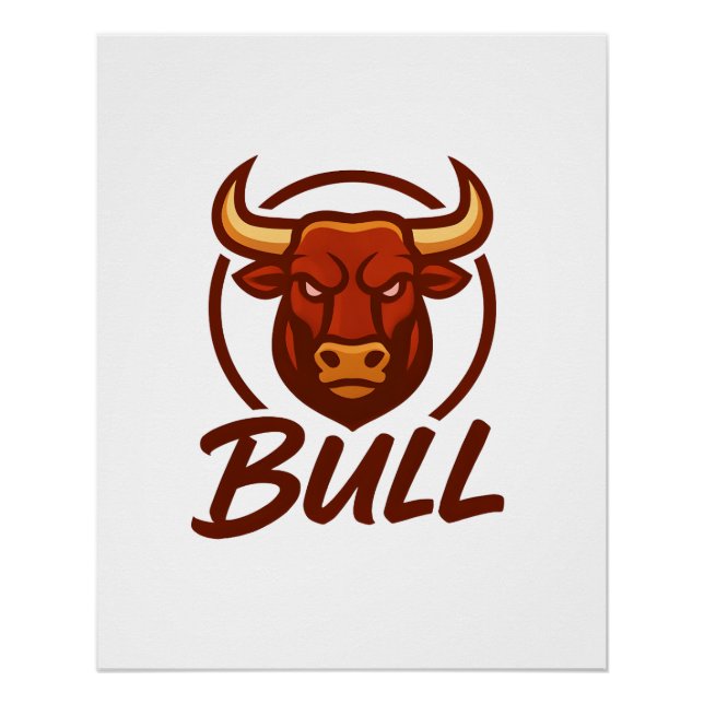 Poster Fierce Bull Head Logo, Creative Mascot BULL (Devant)