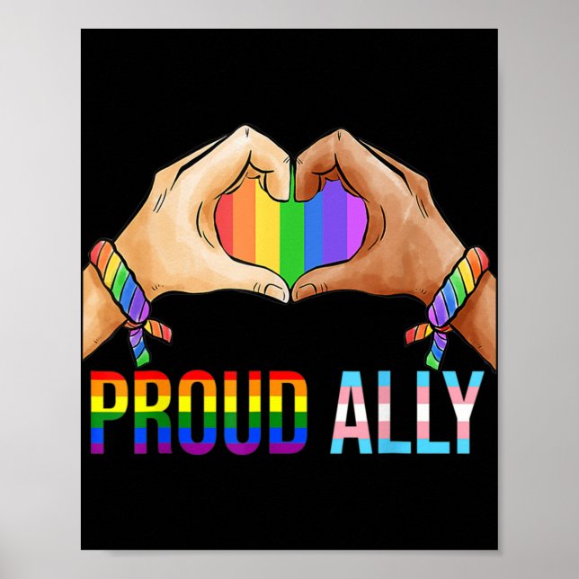 Poster Fière Ally Pride LGBT Drapeau Transgenre Coeur Gay (Devant)