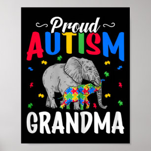 Poster Fière autisme grand-mère - Autiste éléphant Autism