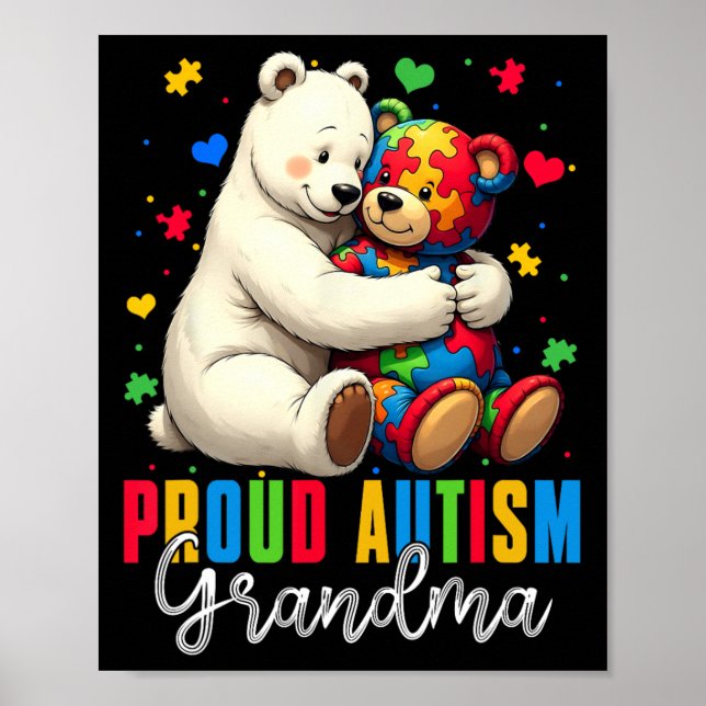 Poster Fière autisme grand-mère ours Sensibilisation sur  (Devant)