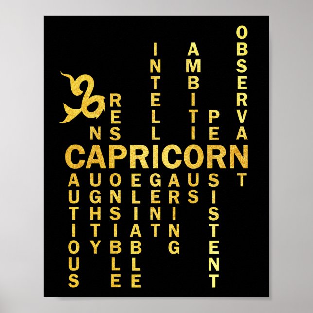 Poster Fière Capricorne Zodiaque Caractéristiques Astrolo (Devant)