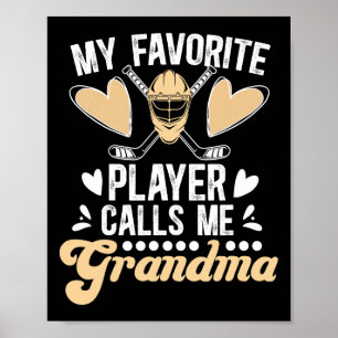 Poster Fière grand-mère de hockey Joueuse de hockey sur g