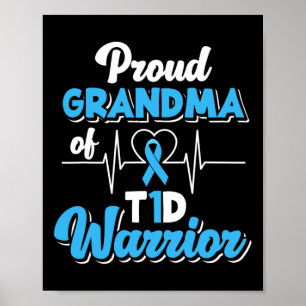 Poster Fière Grand-Mère D'Un Guerrier T1D Diabète Diabéti