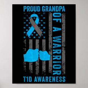 Poster Fière Grand-Père D'Un Guerrier T1D Type 1 Diabète