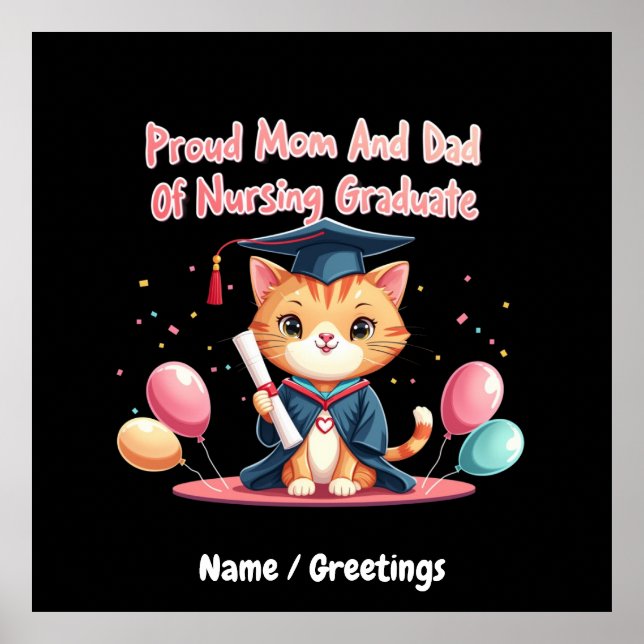Poster Fière maman et papa d'un diplômé en soins infirmie (Devant)