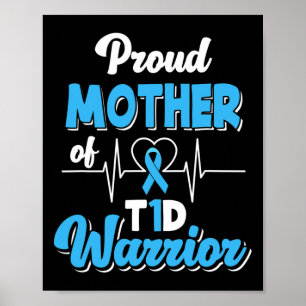 Poster Fière Mère D'Un Guerrier T1D Diabète Diabétique Aw