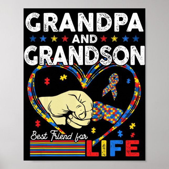 Poster Fière Soutien Autisme Grand-Père Et Grand-Fils Aut (Devant)