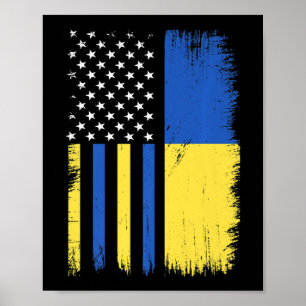 Poster Fierté Contre L'Ukraine Vintage Amérique Ukrainien