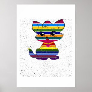 Poster Fierté de chat tigré arc-en-ciel Art rétro LGBTQ m