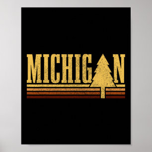 Poster Fierté de l'État du Michigan Arbre Vintage Camping
