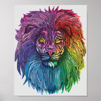 Poster Fierté de lion arc-en-ciel