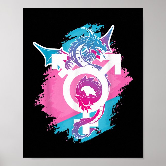 Poster Fierté Dragon Genderfluide Lgbt Et Transpride (Devant)