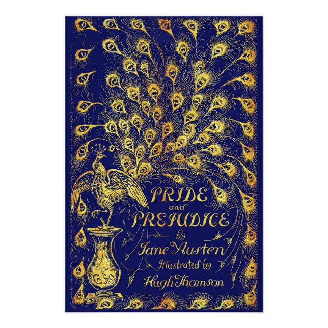 Poster Fierté et préjugé Bleu Peacock Livre couverture (Devant)
