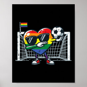 Poster Fierté Gay Cœur Football Lgbtq Allié Arc-en-ciel H