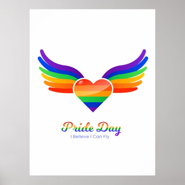 Poster Fierté jour Coeur aile Je crois que je peux voler (Devant)