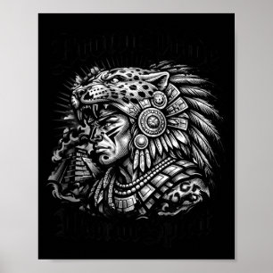 Poster Fierté marron Chicano Guerrier Aztèque Jaguar Mexi