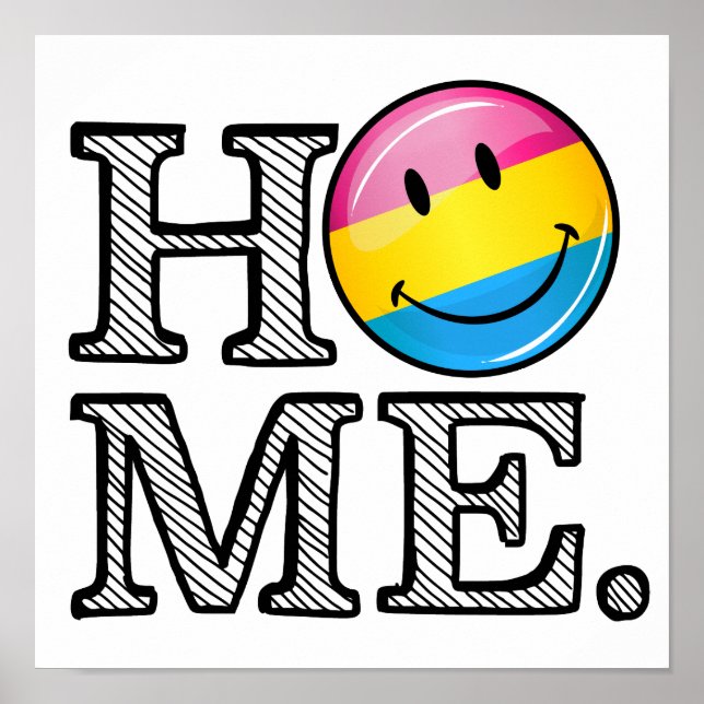 Poster Fierté Pansexuelle Smiling Drapeau Ménage (Devant)