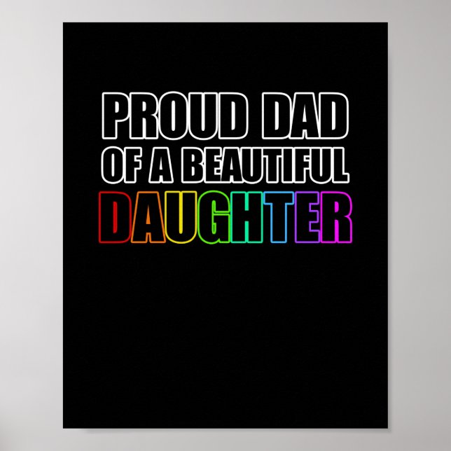 Poster Fierté Papa LGBT Lesbian Fille Rainbow Ally (Devant)