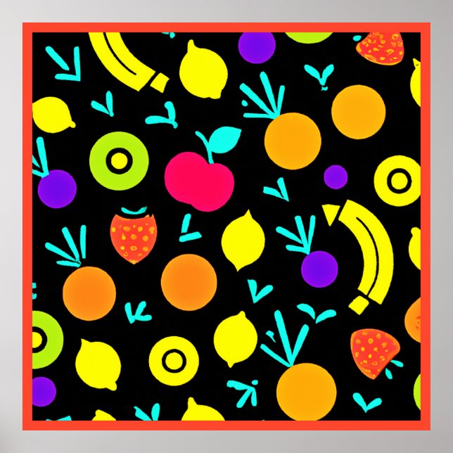 Poster Fiesta aux fruits lumineux (Devant)