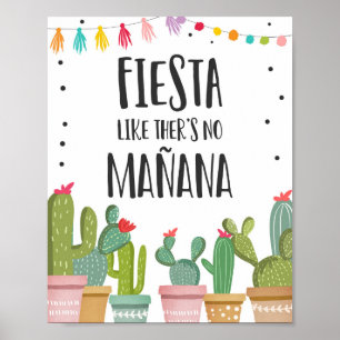 Poster Fiesta Comme il n'y a pas Manana Cactus panneau de