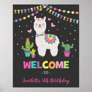 Poster Fiesta Llama / Cactus Alpaca Anniversaire mexicain