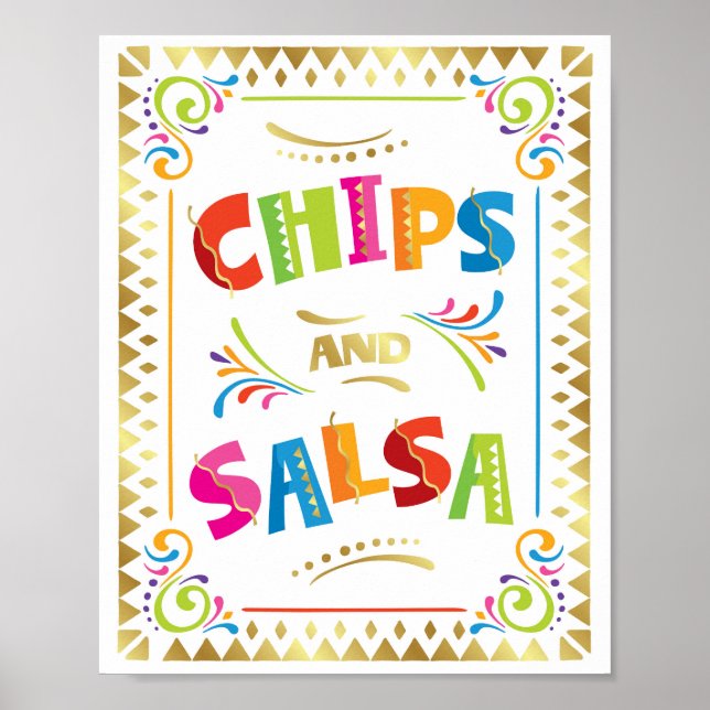 Poster Fiesta Party CHIPS et SALSA Sign Print (Devant)