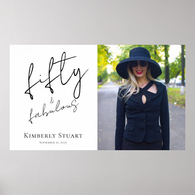 Poster Fifty and Fabulous Photo 50th Birthday Party  (Devant)