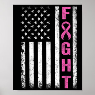 Poster Fight Breast Survivor American Flag Cancer du sein