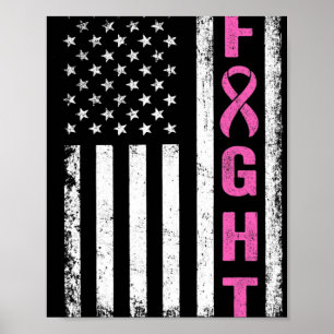 Poster Fight Breast Survivor American Flag Cancer du sein