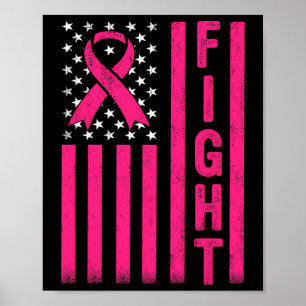 Poster Fight Breast Warrier American Flag Cancer du sein