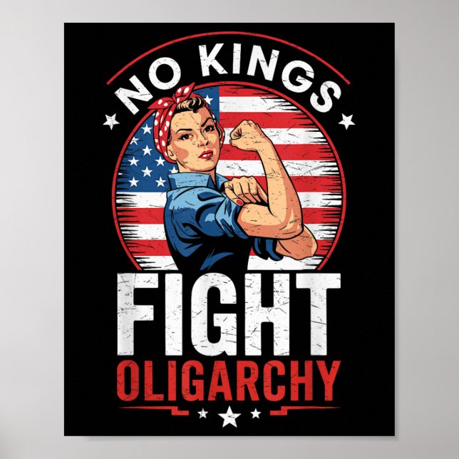Poster Fight Oligarchy Protest Sign Democracy No Kings In (Devant)