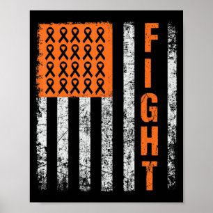 Poster fight.support for Leukemia Awareness orange Ribbon