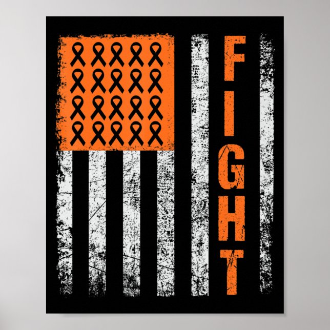 Poster fight.support for Leukemia Awareness orange Ribbon (Devant)