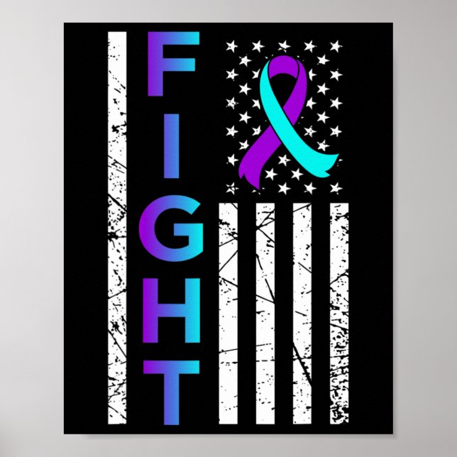 Poster Fight USA Flag Joyeux soutien à la sensibilisation (Devant)
