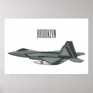 Poster Fighter aircraft cartoon illustration 