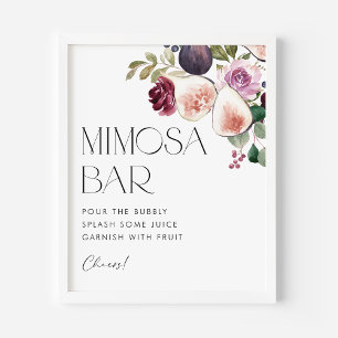 Poster Figues et Berry Floral Fête des mariées Mimosa Bar
