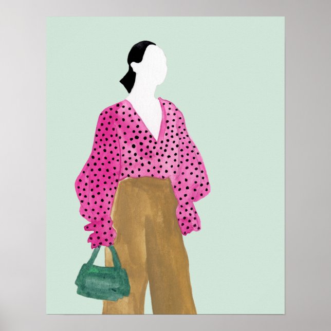 Poster Figure de mode debout - Pointe Polka haut (Devant)