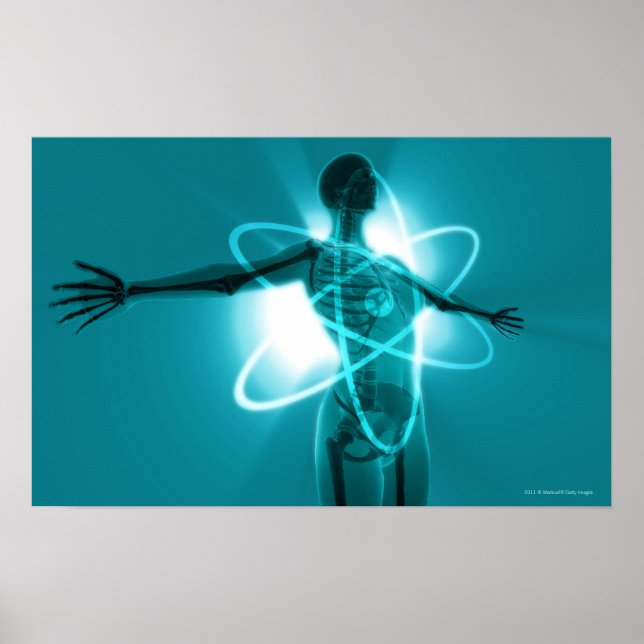 Poster Figure féminine avec superposition d'un symbole at (Devant)