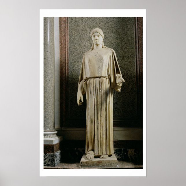 Poster Figure féminine portant un peplos, grec (marbre) (Devant)