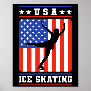 Poster Figure Patinage Usa Patinage sur glace