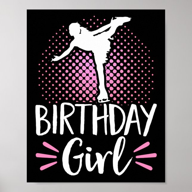 Poster Figure Skater Birthday Girl Ice Skating (Devant)