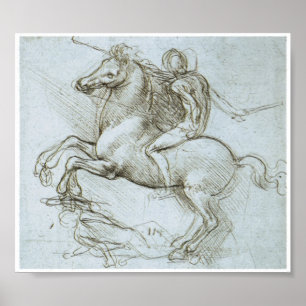 Poster Figure sur le cheval, Léonard de Vinci