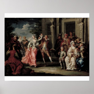 Poster Figures dansant en dehors d'un palais (paires avec
