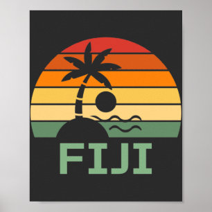 Poster Fiji Vintage Palm Trees Summer Beach