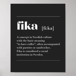 Poster Fika définition de la pause café de Suède T-Shi