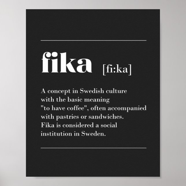 Poster Fika définition de la pause café de Suède T-Shi (Devant)