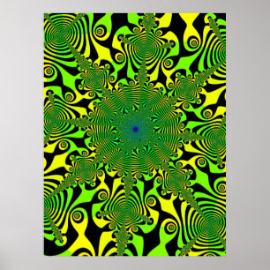 Poster Fileur d'esprit en vert et jaune