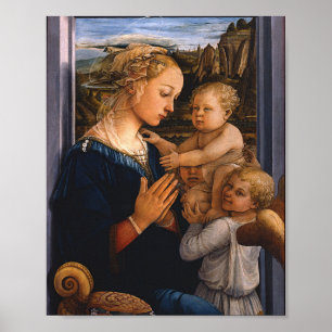 Poster Filippo Lippi - Madonna Et Enfant Avec Deux Anges